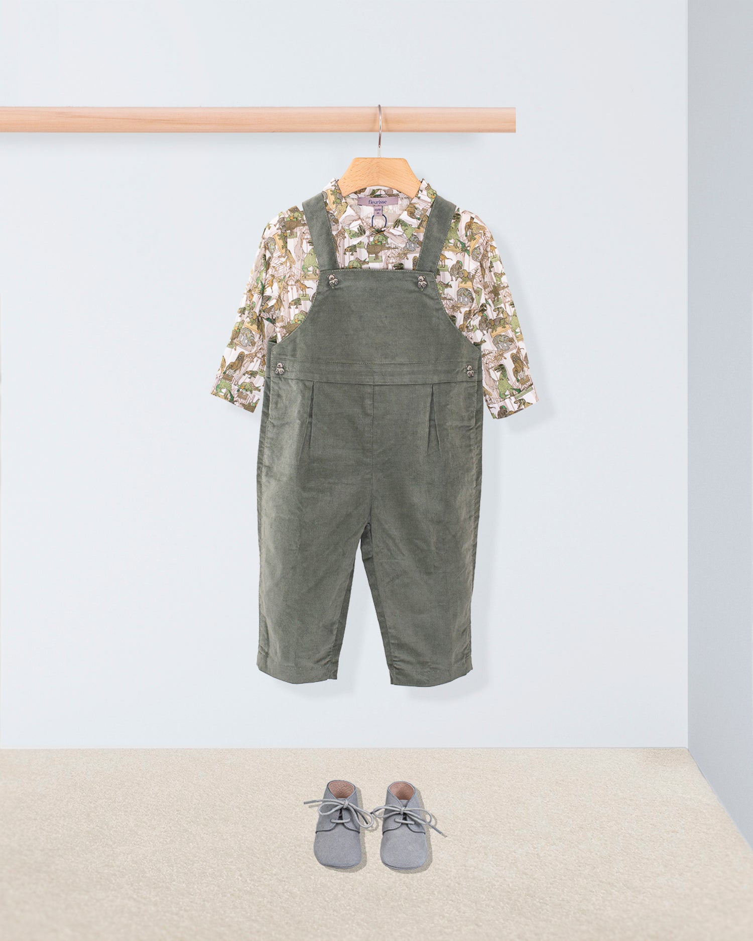 Benjamin Dinosaur Hooded Sweater Overall Outfit